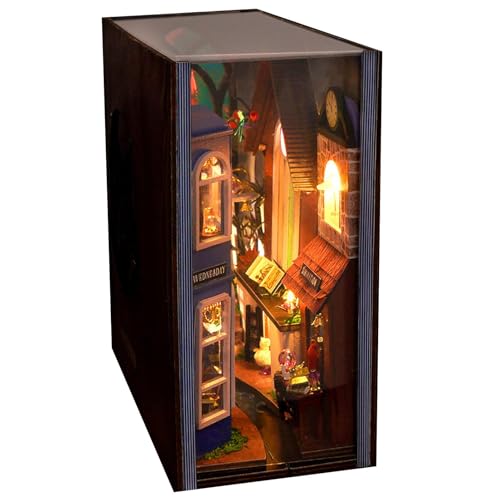 Kit Nook Book Nook - Bookshelf Insert Bookshelf Bookshels Insert 3D - Creative Bookend with LED Light, -te Vorlage Buillend Building Kit for Home Desk Decoration Kit Nook Book Nook - Bookshelf Insert Bookshelf Bookshels Insert 3D - Creative Bookend with LED Light, -te Vorlage Buillend Building Kit for Home Desk Decoration von Generisch