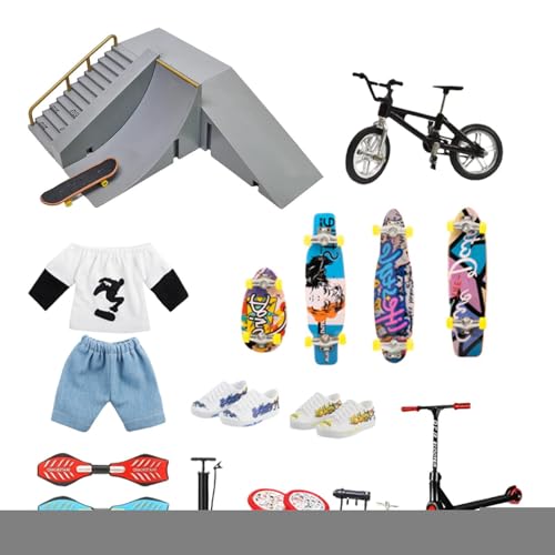 Kit für Finger Skateboard - Mini -Fahrzeugspielzeugset, Deckboard | Fingerspiegel -Skill -Spielzeug mit winzigem Swing -Scooter -Kinder Geschenkspiel Aktivität Skate Bewegung Lernunterhaltungssammlung von Generisch