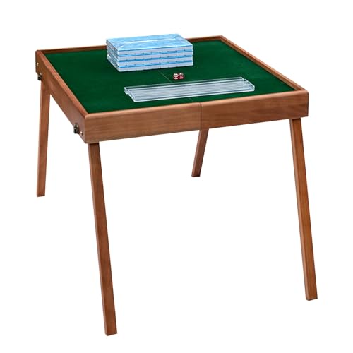 Klappbarer Mahjong-Tisch - Tragbarer Holztisch mit Ahjong-Fliesen, Aufbewahrungstasche, Lineal und Würfeln für Haushalt und Freizeit im Freien von Generisch