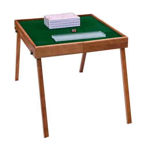 Klappbarer Mahjong-Tisch - Tragbarer Holztisch mit Ahjong-Fliesen, Aufbewahrungstasche, Lineal und Würfeln für Haushalt und Freizeit im Freien von Generisch