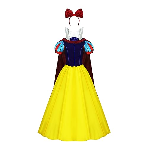 Klassisches Schneemärchen-Kostüm für Damen, weißes Kostüm mit roter Schleife, Stirnband, Umhang, Halloween, Prinzessinnen-Kostüm, Größe S Klassisches Schneemärchen-Kostüm für Damen, weißes Kostüm mit roter Schleife, Stirnband, Umhang, Halloween, Prinzessinnen-Kostüm, Größe S von Generisch
