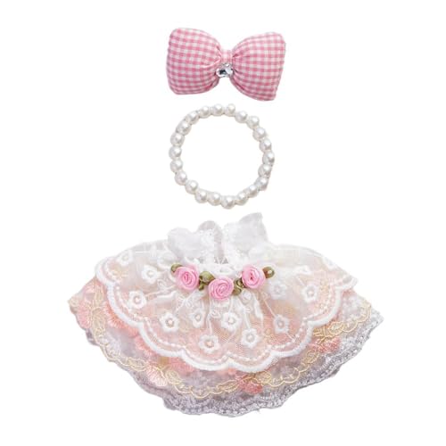 Kleidung für 17 cm große Puppen und Plüschtiere, süßes Kleid mit Kunstperlen-Halskette, Zubehör und Rockschleife, Kleidepuppen Nr von Generisch