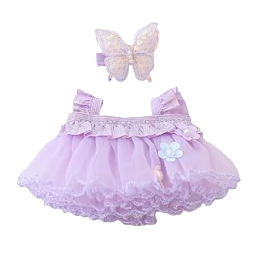 Kleidung für Puppenkleidung für Puppenzubehör Schmetterlings-Tüllrock-Outfit-Set Geeignet für 15 cm 17 cm Puppen Entzückendes Anziehzubehör für Puppen Pom Poms Kunst Und Handwerk (A, A) von Generisch