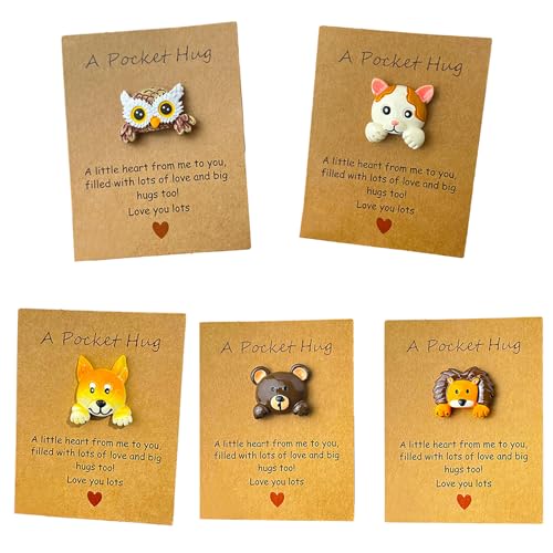 Kleine Tier-Umarmungskarten, kleine emotionale Unterstützung, Geschenke mit inspirierender, positiver Taschen-Umarmungskarte für Wertschätzungs-Kollegen, 5 Stück Kleine Tier-Umarmungskarten, kleine emotionale Unterstützung, Geschenke mit inspirierender, positiver Taschen-Umarmungskarte für Wertschätzungs-Kollegen, 5 Stück von Generisch