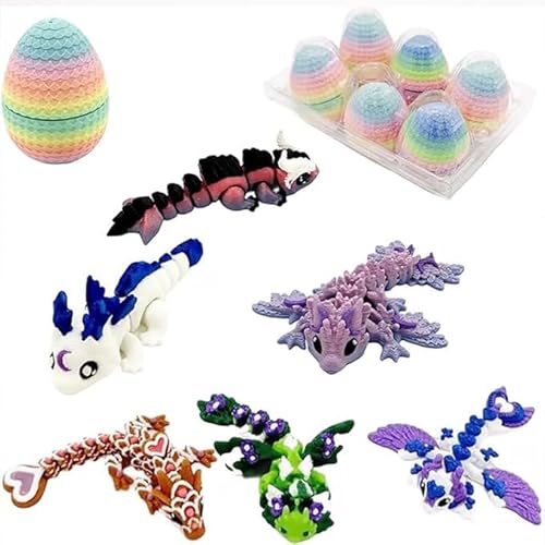Kleine mysteriöse Dracheneier, einzigartige Mystery-Drachen für Osterspaß, 3D-bedruckte Dracheneier mit voll beweglichen und farbigen Drachen innen, Osterkorbfüller, Heimbüro-Dekoration, Geschenk (6 Kleine mysteriöse Dracheneier, einzigartige Mystery-Drachen für Osterspaß, 3D-bedruckte Dracheneier mit voll beweglichen und farbigen Drachen innen, Osterkorbfüller, Heimbüro-Dekoration, Geschenk (6 von Generisch