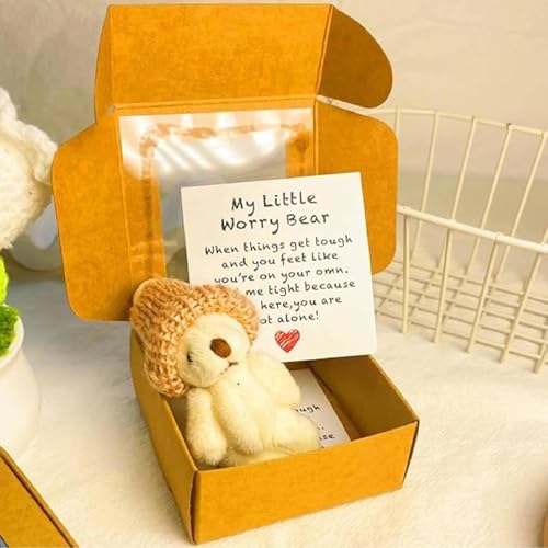 Kleiner Bär in Box, Handgefertigter Mini-Plüsch-Teddybär in Box mit inspirierender Karte, niedliches Bärengeschenk für Trauer, kleine Taschenbären, weiches handgefertigtes Teddy-Andenken für Liebhaber Kleiner Bär in Box, Handgefertigter Mini-Plüsch-Teddybär in Box mit inspirierender Karte, niedliches Bärengeschenk für Trauer, kleine Taschenbären, weiches handgefertigtes Teddy-Andenken für Liebhaber von Generisch