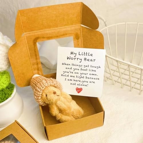 Kleiner Bär in Box, Handgefertigter Mini-Plüsch-Teddybär in Box mit inspirierender Karte, niedliches Bärengeschenk für Trauer, kleine Taschenbären, weiches handgefertigtes Teddy-Andenken für Verliebte Kleiner Bär in Box, Handgefertigter Mini-Plüsch-Teddybär in Box mit inspirierender Karte, niedliches Bärengeschenk für Trauer, kleine Taschenbären, weiches handgefertigtes Teddy-Andenken für Verliebte von Generisch