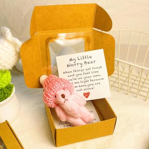 Kleiner Bär in Box, Handgefertigter Mini-Plüsch-Teddybär in Box mit inspirierender Karte, niedliches Bärengeschenk für Trauer, kleine Taschenbären, weiches handgefertigtes Teddy-Andenken für Verliebte Kleiner Bär in Box, Handgefertigter Mini-Plüsch-Teddybär in Box mit inspirierender Karte, niedliches Bärengeschenk für Trauer, kleine Taschenbären, weiches handgefertigtes Teddy-Andenken für Verliebte von Generisch