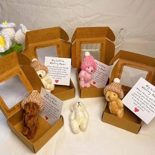 Kleiner Bär in Box, handgefertigter Mini-Plüsch-Teddybär in Box mit inspirierender Karte, niedliches Bär-Geschenk für Trauer, kleine Taschenbären, weiches handgefertigtes Teddy-Andenken für Liebhaber Kleiner Bär in Box, handgefertigter Mini-Plüsch-Teddybär in Box mit inspirierender Karte, niedliches Bär-Geschenk für Trauer, kleine Taschenbären, weiches handgefertigtes Teddy-Andenken für Liebhaber von Generisch