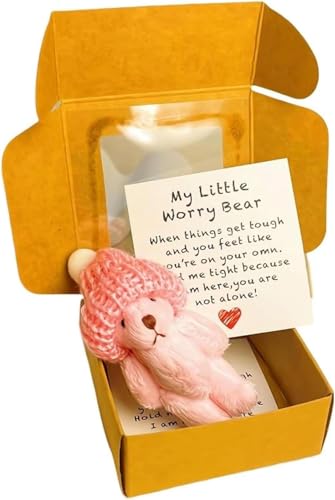 Kleiner Bär in Box, handgefertigter Mini-Plüschbär in Box mit inspirierender Karte, gehäkelte kleine Bären, bringt Ihnen Ermutigung und Wärme, der ultimative emotionale Unterstützungspartner (Pink) Kleiner Bär in Box, handgefertigter Mini-Plüschbär in Box mit inspirierender Karte, gehäkelte kleine Bären, bringt Ihnen Ermutigung und Wärme, der ultimative emotionale Unterstützungspartner (Pink) von Generisch