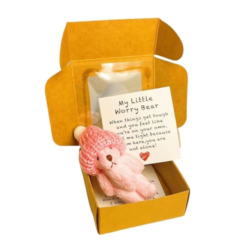 Kleiner Taschenbär zum Knuddeln in Einer Box, Taschenknuddel-Plüschtiere, handgefertigter Mini-Plüschbär in Einer Box, emotional unterstützende Häkelbären, Geschenke für Liebhaber (Rosa) von Generisch