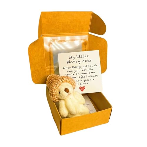Kleiner Taschenbär zum Knuddeln in Einer Box, Taschenknuddel-Plüschtiere, handgefertigter Mini-Plüschbär in Einer Box, emotional unterstützende Häkelbären, Geschenke für Liebhaber (Weiß) von Generisch