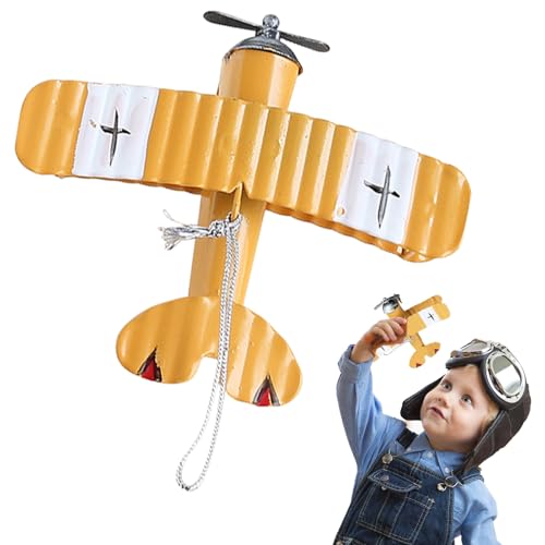 Kleines -Flugzeugmodell, Vintage Retro Flugzeughandwerk aus Schmiedeeisen, Kleine, Flacher, dekorativer Anhänger aus Metall für Foto-Requisiten, Flugzeugmodell für den Schreibtisch, Bürodekoration von Generisch