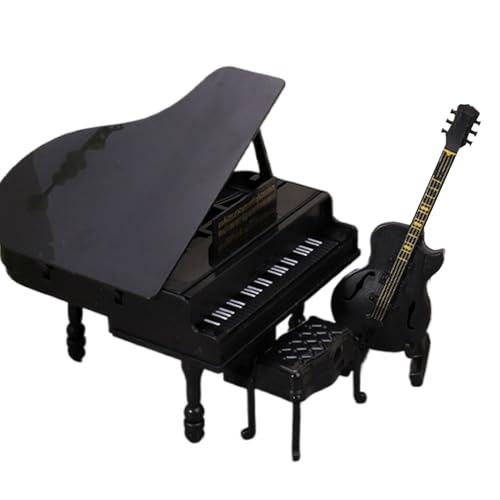 Kleines Klaviermodell mit Hocker-Zubehör, exquisite PP-Musikinstrument-Miniatur, perfekt für Heimdekoration, Geburtstag, Kindertag oder Osterfeiern Kleines Klaviermodell mit Hocker-Zubehör, exquisite PP-Musikinstrument-Miniatur, perfekt für Heimdekoration, Geburtstag, Kindertag oder Osterfeiern von Generisch