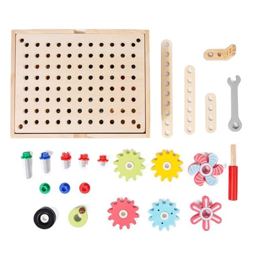 Kleinkindholzspielzeug, Ausrüstungs-Puzzle-Spiel, Rätsel mit Gespinner, Sicherheit und kinderfreundliche Materialien, frühe Entwicklung, 28,3x6x21,3 cm für Kinder Kindermädchen von Generisch