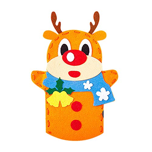 Kleinkindspielzeug Auto Marionettenhandschuh Geschenke für Kinder Filze Spiel Kunsthandwerk nähen Weihnachtsmann Karikatur Hand DIY-Bildung Lernuhren (C, One Size) von Generisch