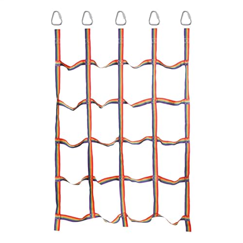 Kletter-Gepäcknetz – tragbares Regenbogen-Gurtband, hochfeste Seilleiter, 144 x 183 cm Frachtgewebe mit Dreiecksringen, Hinderniskurs, Fitnessgeräte, Spielplatz, Freizeitnetz für Baum Kletter-Gepäcknetz – tragbares Regenbogen-Gurtband, hochfeste Seilleiter, 144 x 183 cm Frachtgewebe mit Dreiecksringen, Hinderniskurs, Fitnessgeräte, Spielplatz, Freizeitnetz für Baum von Generisch