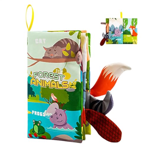Knisterbücher für Babys,Stoffbücher für Babys | Berühren und fühlen Sie Babybücher mit -Tieren und Schwänzen - Cartoon quietschendes sensorisches Aktivitätsspiel Lernspielzeug mit Griff für Kleinkin Knisterbücher für Babys,Stoffbücher für Babys | Berühren und fühlen Sie Babybücher mit -Tieren und Schwänzen - Cartoon quietschendes sensorisches Aktivitätsspiel Lernspielzeug mit Griff für Kleinkin von Generisch