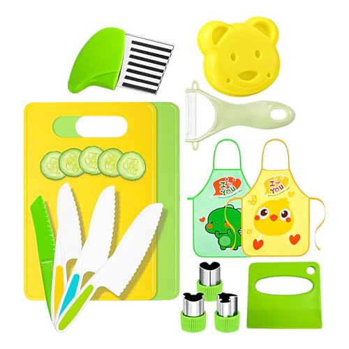 Kochset füwr Kinders – Echte Küchenutensilien fürr Kleinkindeer | Sichere Werkzeuge mit Schürze, Sandwichschneider und Schäler | -Backset füer Kinderr | Rollenspiel-Geschenk von Generisch