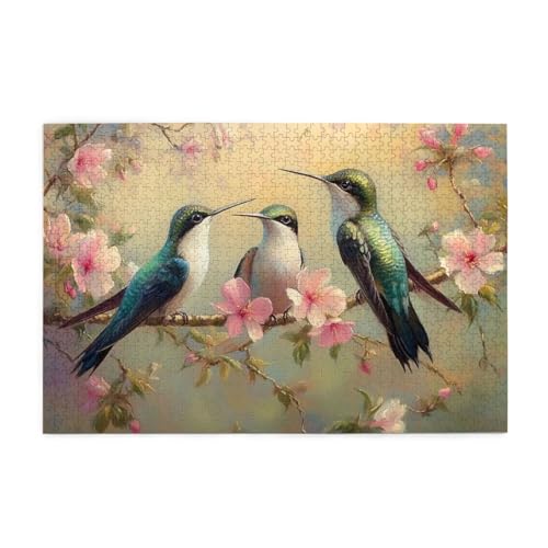 Kolibris auf weichen Blumenzweigen, 1000 Teile Puzzles für Erwachsene, Holzpuzzles für Erwachsene, Geschenke, Heimdekoration Kolibris auf weichen Blumenzweigen, 1000 Teile Puzzles für Erwachsene, Holzpuzzles für Erwachsene, Geschenke, Heimdekoration von Generisch