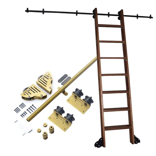 Komplettes Set Bibliotheksleiter Hardware-Kit 3 m Rollschiene für Dachboden, Büro, Bibliothek, Schiebeleitersystem, keine Leiter im Lieferumfang enthalten von Generisch