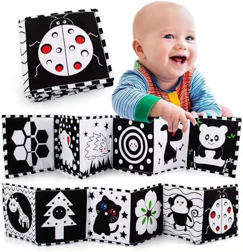 Kontrastbuch Baby, Schwarz Weiß Stoffbuch Doppelseitig, Soft Bilderbuch aus Stoff, Kontrast Spielzeug 0 3 6 Monate Geschenk für Babys, Neugeborene visuelles Spielzeug, Lernkarten, Kleinkinder Kontrastbuch Baby, Schwarz Weiß Stoffbuch Doppelseitig, Soft Bilderbuch aus Stoff, Kontrast Spielzeug 0 3 6 Monate Geschenk für Babys, Neugeborene visuelles Spielzeug, Lernkarten, Kleinkinder von Generisch