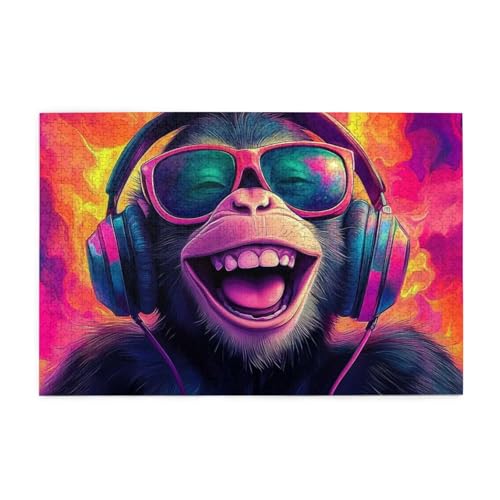 Kopfhörer Sonnenbrille Affe 1000 Teile Puzzle für Erwachsene Holzpuzzles für Erwachsene Geschenke Heimdekoration Kopfhörer Sonnenbrille Affe 1000 Teile Puzzle für Erwachsene Holzpuzzles für Erwachsene Geschenke Heimdekoration von Generisch