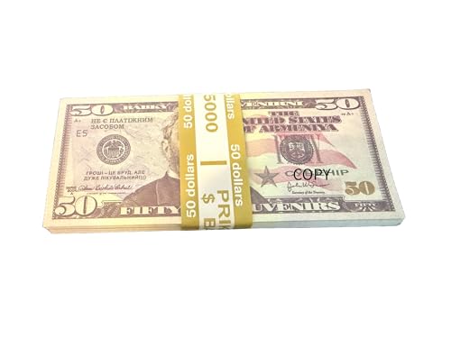 Kopierrequisite Falschgeld, 50 Dollar-Rechnungen, Neuheit Währungsnotizen für Unterhaltung, Filme, Spiele, Geldpistolen und Partydekorationen von Generisch