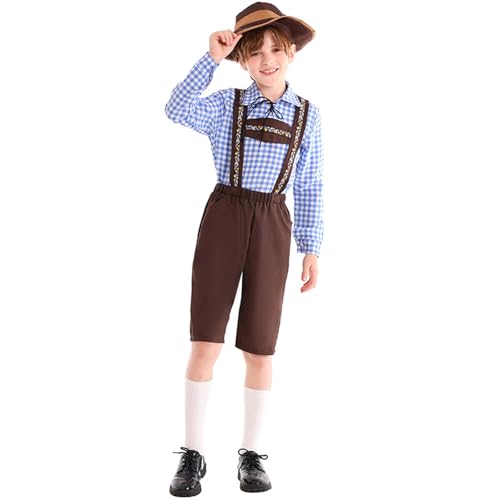 Kostüm Oktoberfest Jungen 3 Teiligs Trachtenmode Mit Trachtenhut Kariert Langarm Tunnelzug Hemden Leder Stickerei Druck Latzhose Cosplay Kostüme Für Bayerische Karneval Light Blue L Kostüm Oktoberfest Jungen 3 Teiligs Trachtenmode Mit Trachtenhut Kariert Langarm Tunnelzug Hemden Leder Stickerei Druck Latzhose Cosplay Kostüme Für Bayerische Karneval Light Blue L von Generisch
