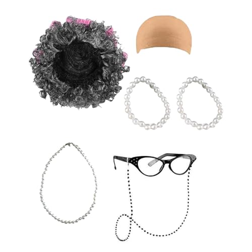Kostüm für alte Dame – 100. Schultag, Oma-Kostüm, ausgefallenes Oma-Set für Kinder, 7/9-teilig, Neuheit alte Dame, Outfit für Mädchen, Geburtstagsparty, Verkleiden für Mädchen Kostüm für alte Dame – 100. Schultag, Oma-Kostüm, ausgefallenes Oma-Set für Kinder, 7/9-teilig, Neuheit alte Dame, Outfit für Mädchen, Geburtstagsparty, Verkleiden für Mädchen von Generisch