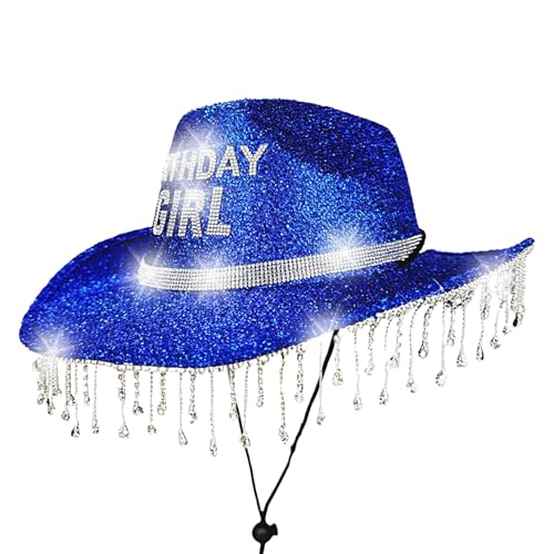 Kowbojinnenhut - Geburtstagsmädchen Hut | Mit Strasssteinen Atmungsaktiv Für Reise Urlaub Festival Kinder Erwachsene Geburtstag von Generisch