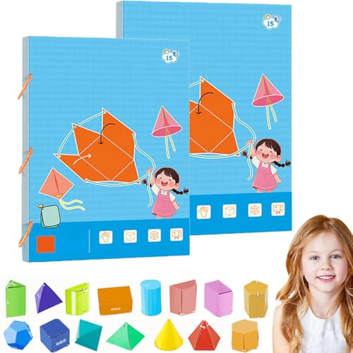 Koyoata Pull String 3D Geometry Learning Book, interaktives Pull-String Kit mit Pop-up-Modellen, für Kinder im Alter von 5-8,8-12 Jahren, Teach Volume & Surface Area Formulas, enthält(2 STÜCKE) von Generisch