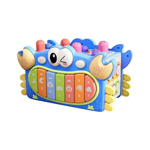 Krabben Musikspielzeug Baby Spielzeug 6 Monate,Krabbe Hexahedron Multi-Funktions Gopher Angeln Lichter Musik Klavier Kinder pädagogisches Spielzeug,musikinstrumente für Kinder ab 1 Jahr (Blau) von Generisch