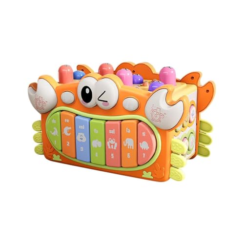 Krabben Musikspielzeug Baby Spielzeug 6 Monate,Krabbe Hexahedron Multi-Funktions Gopher Angeln Lichter Musik Klavier Kinder pädagogisches Spielzeug,musikinstrumente für Kinder ab 1 Jahr (Orange) von Generisch