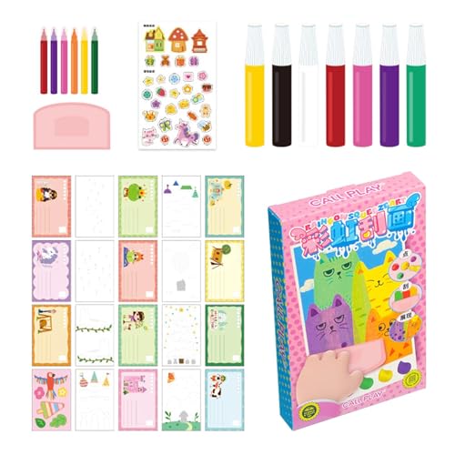 Kratzmalerei – 20,5 x 12,9 x 2,6 cm Punktfarben-Malpapier-Set | Kinder-Kratzmalerei | Rakel-Kunst-Kinder-Malset | Regenbogen-Punkt-Kratz-Malset, Kratzmalset für Kinder ab 6 Jahren von Generisch
