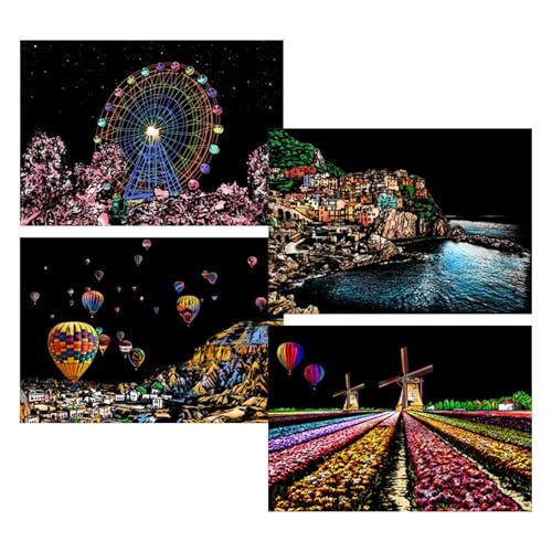 Kratzpapier – Buntes Regenbogen-Kratzbrett-Kunst-Set, DIY-Gravurbögen, lustiges Malpapier, kreatives Zeichenset für Kinder, Kunst- und Bastelbedarf, Zauber-Kratzpad von Generisch
