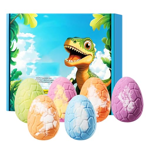 Kreative Badebomben für Kinder - 6er Pack Badebomben mit verstecktem Dinosaurier-Spielzeug, Natürliche Formel, Feuchtigkeitsspendend & Weiche Haut, Buntes Sprudelwasser, Badespaß für Kinder (3) von Generisch