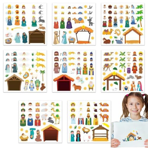 Krippenaufkleber-Set,Krippenaufkleber-Szene - Weihnachts-Krippen-Fensterdekoration zum Basteln - Kunsthandwerk, Schulbedarf, exquisite religiöse Dekorationen, Aufkleber für Zuhause, Party-Dekoration Krippenaufkleber-Set,Krippenaufkleber-Szene - Weihnachts-Krippen-Fensterdekoration zum Basteln - Kunsthandwerk, Schulbedarf, exquisite religiöse Dekorationen, Aufkleber für Zuhause, Party-Dekoration von Generisch