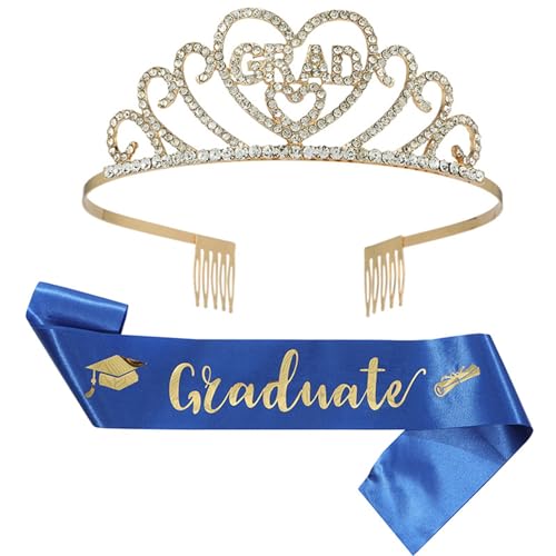 Krone Doktorhut Promotion Bachelor Hut Crown Junggesellenabschied Frauen Deko Doktorhut Bachelor Hut Und Quaste Abschluss Talar Mit Elegante SchäRpenstola FüR Abschlussfeiern Frauen Deko (Blue) von Generisch