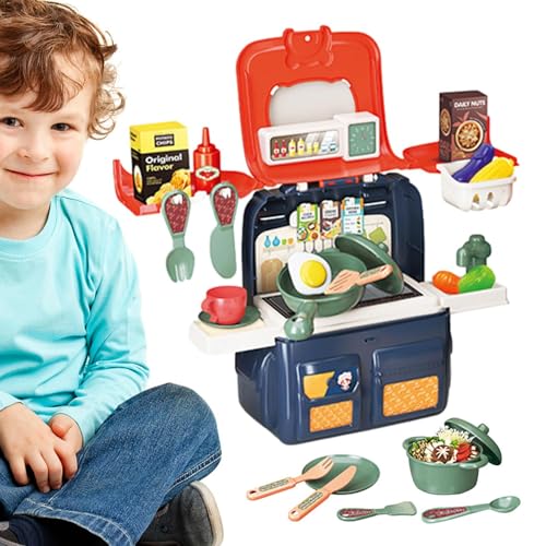 Küchenkinder Spielen Set, tun Food Küchenspielzeug - Backpack Küchensetzubehör - Tragbares interaktives Küchengeschirr Zubehör für Mädchen im Alter von 3 bis 8 Jahren Küchenkinder Spielen Set, tun Food Küchenspielzeug - Backpack Küchensetzubehör - Tragbares interaktives Küchengeschirr Zubehör für Mädchen im Alter von 3 bis 8 Jahren von Generisch