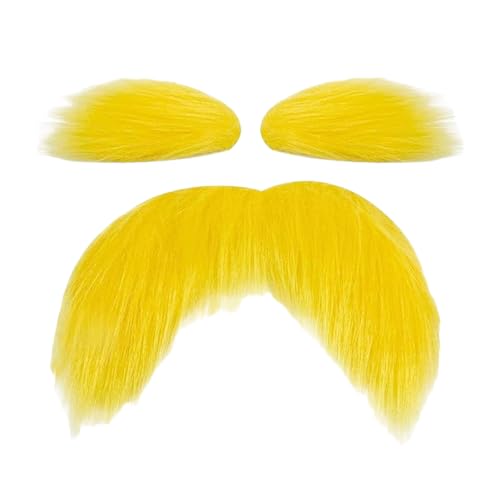 Künstliche Schnurrbart und Augenbrauen, gelber Schnurrbart, zum Aufkleben, falsche Schnurrbärte, selbstklebendes Gesichtshaar, Kostümzubehör, Party, Verkleidung, Schnurrbärte, Augenbrauen für Männer Künstliche Schnurrbart und Augenbrauen, gelber Schnurrbart, zum Aufkleben, falsche Schnurrbärte, selbstklebendes Gesichtshaar, Kostümzubehör, Party, Verkleidung, Schnurrbärte, Augenbrauen für Männer von Generisch