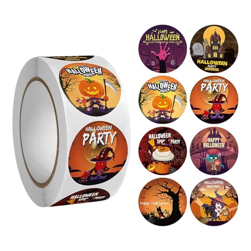 Kürbisaufkleberrolle | Spooky Cartoon Halloween Seal Sticker | Langlebige runde Label Party Gefälligkeiten | Lustige dekorative Versiegelungsaufkleber für Süßwarensäcke, Geschenke und Handwerk Kürbisaufkleberrolle | Spooky Cartoon Halloween Seal Sticker | Langlebige runde Label Party Gefälligkeiten | Lustige dekorative Versiegelungsaufkleber für Süßwarensäcke, Geschenke und Handwerk von Generisch