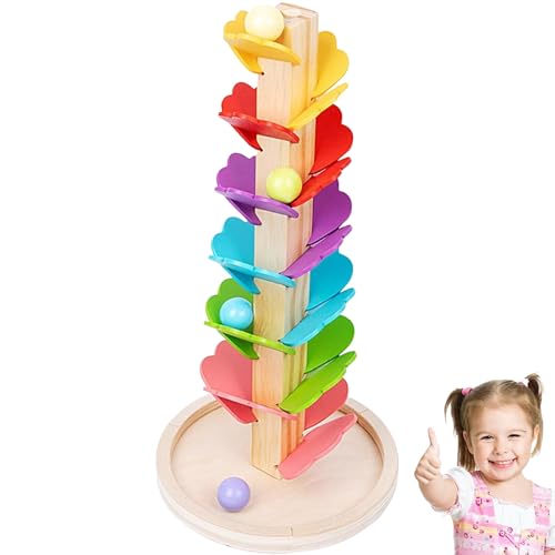 Kugelbahn Holz Kinder Klangbaum, Hölzerne Farbenfrohe Klangbaum, 15,8 * 15,8 * 33,8 cm Playtive Motorikbaum Aus Holz, Interaktives Spielzeug Für Kinder, Geburtstag, Vorschule (1pc) von Generisch