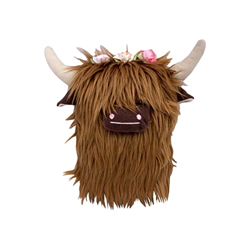 Kuh sitzende Haltungssimulation Schottisches Vieh Tierplüschpuppe Rinderplüschpuppe Puppenkleidung (Brown, One Size) von Generisch