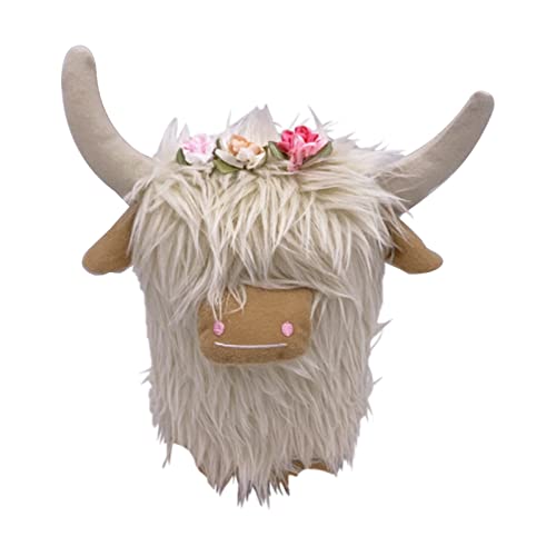 Kuh sitzende Haltungssimulation Schottisches Vieh Tierplüschpuppe Rinderplüschpuppe Puppenkleidung (White, One Size) von Generisch