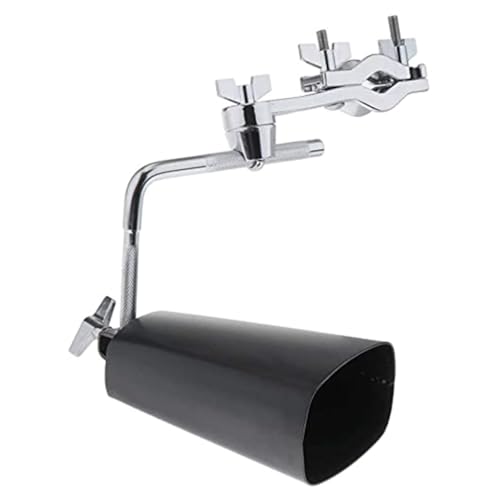 Kuhglocke, 15,2 cm (6 Zoll), Rauschmacher, Percussion-Instrument, schwarzes Finish, für Schlagzeug-Set, mit Standhalterung, Klemmhalterung von Generisch