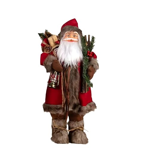 Kuschelige Weihnachtsmann-Puppe, 30 cm, waschbarer Stoff & PVC, interaktiver beleuchteter Schlitten für Herd und Baum (Mantel Magic Edition) von Generisch