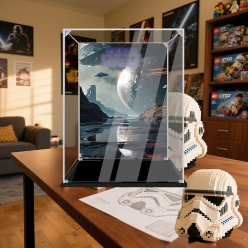 LE*GO 75274 TIE Fighter Pilot Vitrine mit Star Wa*rs Hintergrund – Staubdichte Acryl Display Box mit Diorama-Szene – Schutzbox für Helm Serie – Geschenkidee für Lego Star W*ars Fans von Generisch