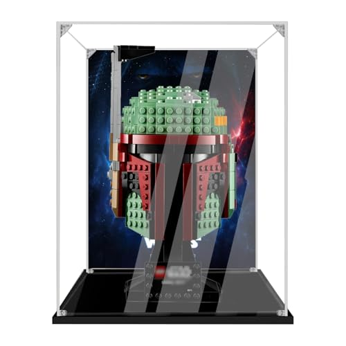 LE*GO 75277 TIE Boba Fett Helmet Vitrine mit Star Wa*rs Hintergrund – Staubdichte Acryl Display Box mit Diorama-Szene – Schutzbox für Helm Serie – Geschenkidee für Star Wa*rs Fans (Background A) von Generisch