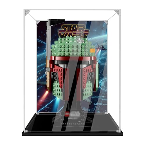 LE*GO 75277 TIE Boba Fett Helmet Vitrine mit Star Wa*rs Hintergrund – Staubdichte Acryl Display Box mit Diorama-Szene – Schutzbox für Helm Serie – Geschenkidee für Star Wa*rs Fans (Background B) von Generisch
